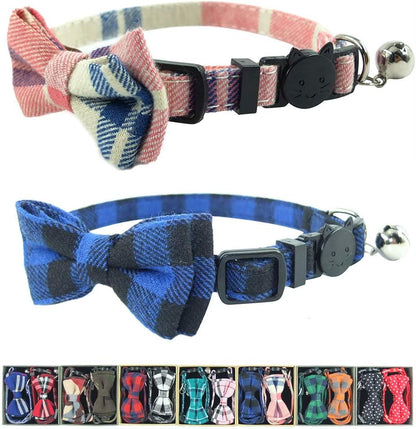 Cat Collar Bowtie with Bell, Quick Release Buckle Safety and Durable Kitties Kittens Cats Breakaway Collar(6.8-10.8In) (Camouflage 2)