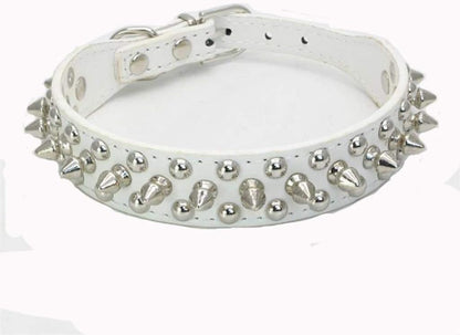 Mushrooms Spiked Rivet Studded Adjustable Pu Leather Pet Collars for Cats Puppy Dogs