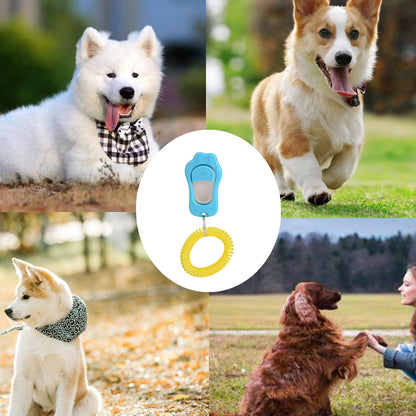 Dog Clicker for Training, 2 Packs Dog Training Clicker Pet Behavioral Training Clicker, Adjustable 3 Gears Pet Dog Training Clicker with Wrist Strap for Dogs Cats Birds Horses, Sky Blue