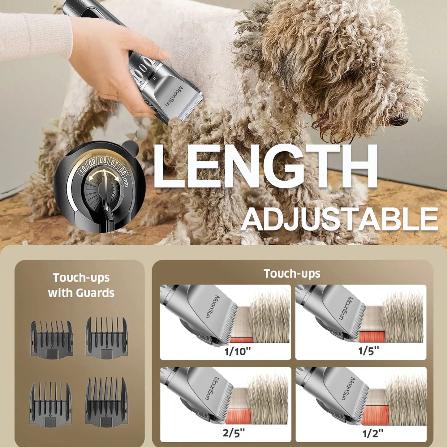 5-Speed Adjustable Rechargeable Dog & Cat Grooming Clippers Kit with 1 X Silver Dog Clipper