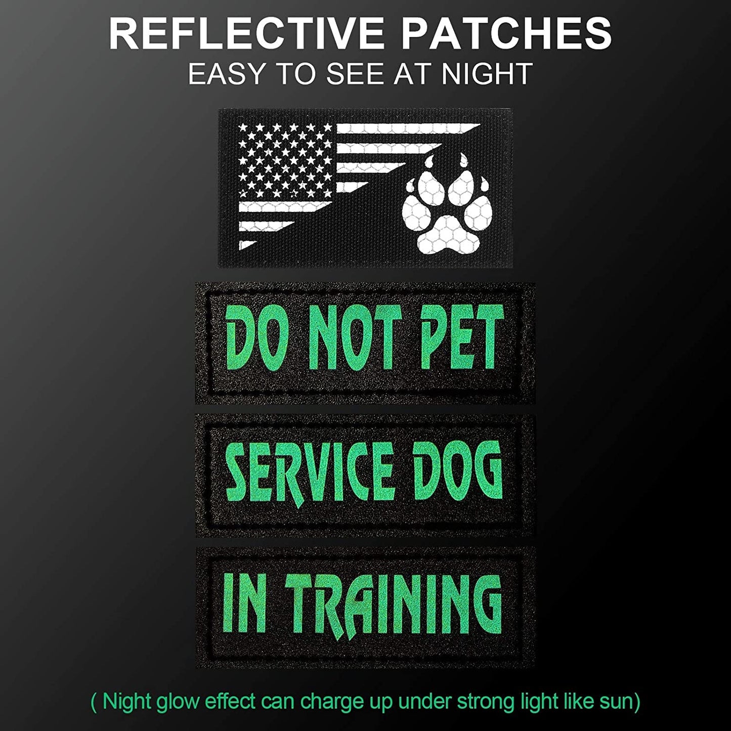 8 Pieces Reflective Service Dog Vest Patches Do Not Pet in Training Harness Removable Tactical Dog Vest Patches with Printed Paw(Classic Patterns,4.3 X 1.6 Inch)