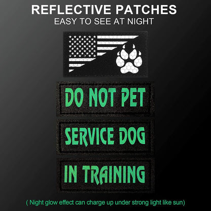 8 Pieces Reflective Service Dog Vest Patches Do Not Pet in Training Harness Removable Tactical Dog Vest Patches with Printed Paw(Classic Patterns,4.3 X 1.6 Inch)