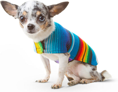 Handmade Dog Poncho from Authentic Mexican Blanket - Dog Clothes – Chihuahua Coat - Costume - Sweater - Vest (Multi Color, XXS)