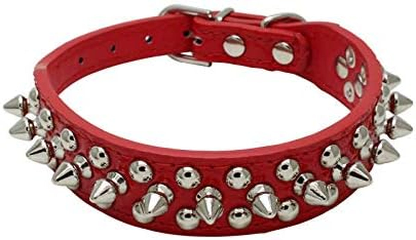 Mushrooms Spiked Rivet Studded Adjustable Pu Leather Pet Collars for Cats Puppy Dogs