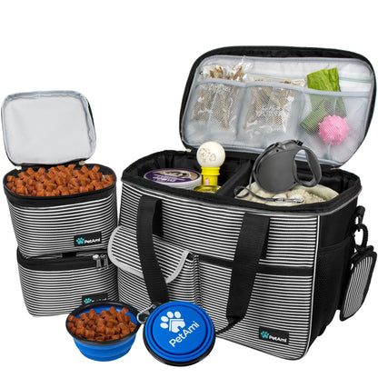 Medium Dog Travel Bag with Food Containers and Bowls, Yellow, 22 L Limit