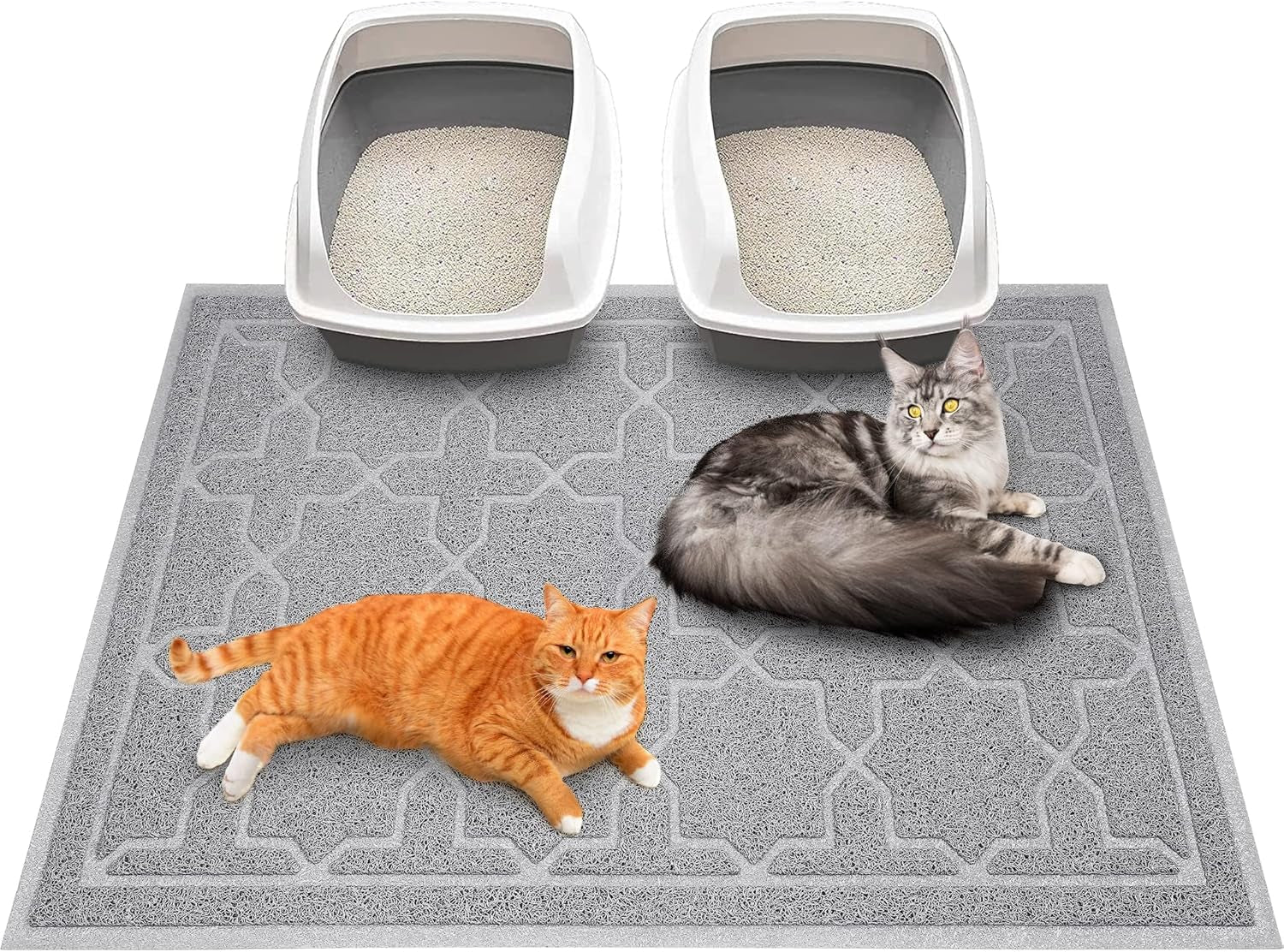 Cat Litter Mat, 35.4"X23.6" Litter Box Mat with Litter Lock Mesh, Soft Cat Litter Mat Litter Trapping Mat, Easy to Clean, Non-Slip, Water Resistant, Litter Free Floors, Dark Grey