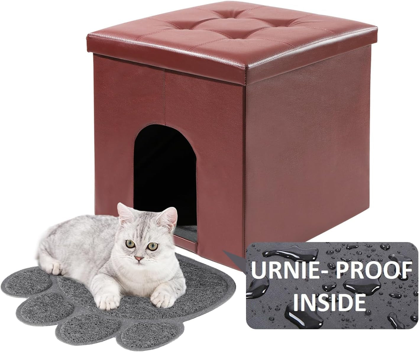Cat Litter Box Enclosure Furniture Hidden, Cat Washroom Bench Storage Cabinet | Extra Large 35.4'' X 19.7'' X 19.7''| Dog Proof | Waterproof Inside/Easy Clean | Easy Assembly | Odor Control