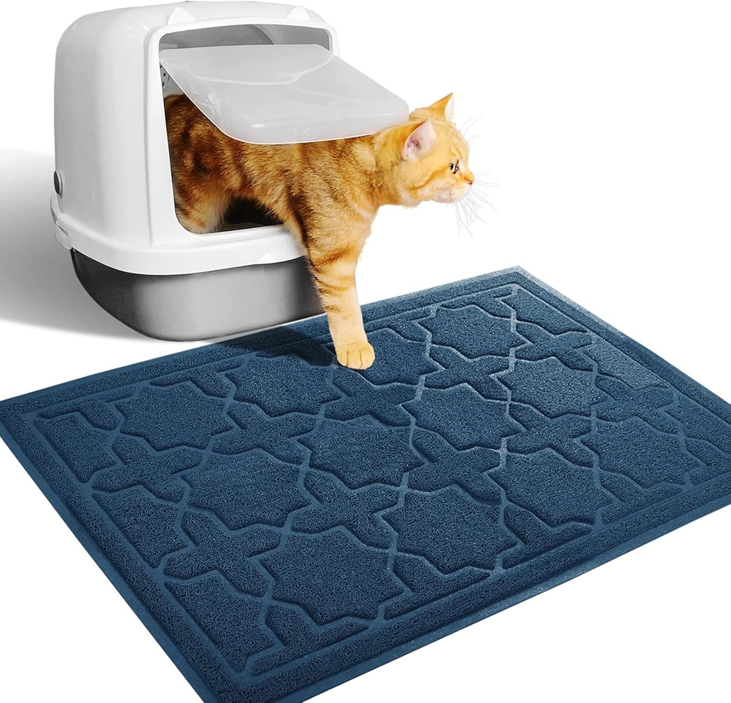 Cat Litter Mat, 35.4"X23.6" Litter Box Mat with Litter Lock Mesh, Soft Cat Litter Mat Litter Trapping Mat, Easy to Clean, Non-Slip, Water Resistant, Litter Free Floors, Dark Grey