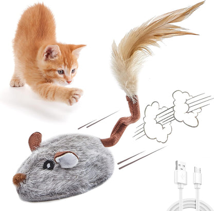 USB Rechargeable Cat Toys Flapping & Chirping Mouse Kitty Toys with Catnip, Door Hanging Interactive Squeaky Flying Squirrel Cat Toys Touch Activated Beating Wings Kitty Kicker Toys for Cats