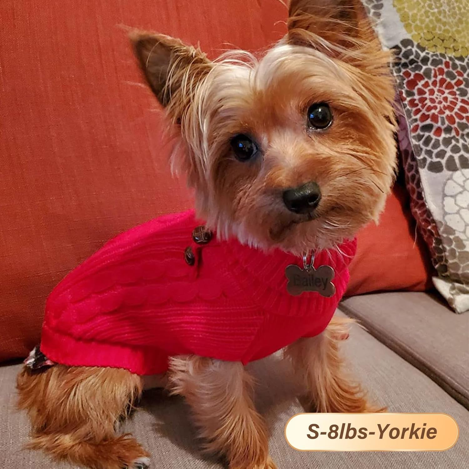 Dog Christmas Sweater Stretchy Pet Coat for Small Dogs Male Turtleneck Small Dog Sweater Red Puppy Clothes Knitwear Puppy Coats with Gingham Patchwork Pet Clothes for Fall Winter