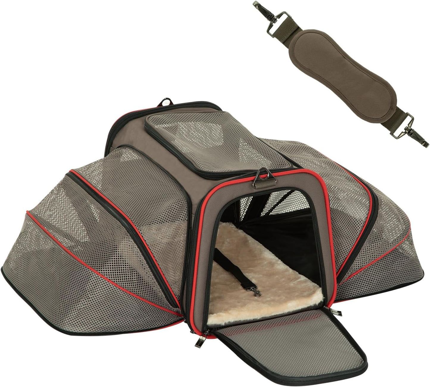 Expandable Small Cat Carriers Dog Carrier, Airline Approved Soft-Sided Portable Washable Pet Travel Carrier with Two Extension up to 9LB