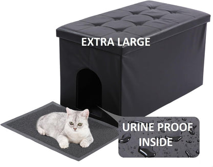 Cat Litter Box Enclosure Furniture Hidden, Cat Washroom Bench Storage Cabinet | Extra Large 35.4'' X 19.7'' X 19.7''| Dog Proof | Waterproof Inside/Easy Clean | Easy Assembly | Odor Control