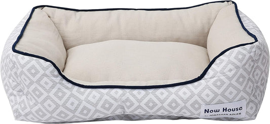 Now House for Pets Grey Diamond Cuddler Dog Bed, Small Dog Bed, Washable, Cotton/Poly Blend, 24.0"L X 19.0"W X 8.0"Th