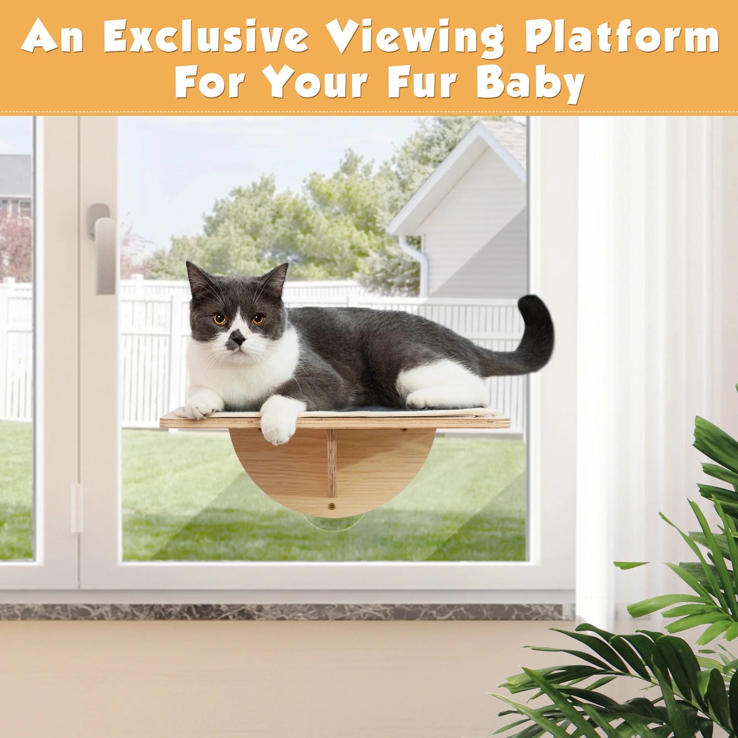 Cat Window Perch Cat Hammock Window Seat W/ Strong Suction Cups, Holds up to 22 Lbs