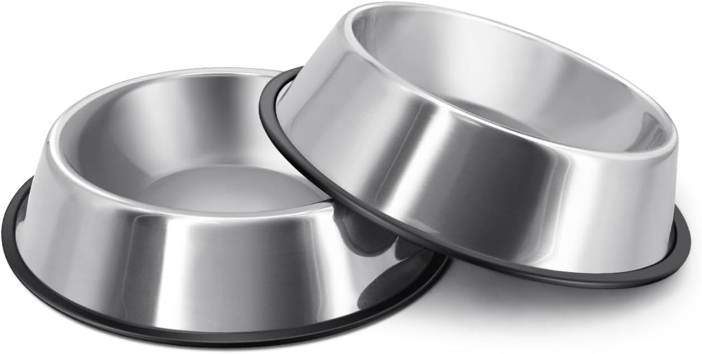 Stainless Steel Dog Bowl No Mess Non Spill Dog Water Bowl Rubber Base Dog Bowls for Medium Sized Dog, Food and Water Dish, Pet Food Holder, 22 Cm
