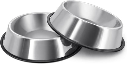 Stainless Steel Dog Bowl No Mess Non Spill Dog Water Bowl Rubber Base Dog Bowls for Medium Sized Dog, Food and Water Dish, Pet Food Holder, 22 Cm