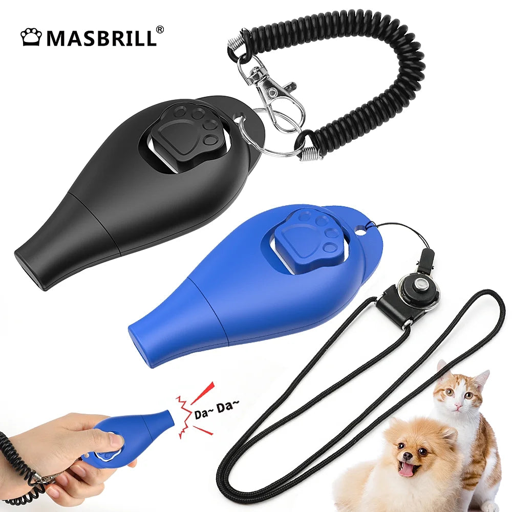 Dog Clickers for Training and Whistle 2 in 1 with Wrist Strap - Dog Training Clickers Puppy Training Clicker for Cats Birds Horses 2Pcs
