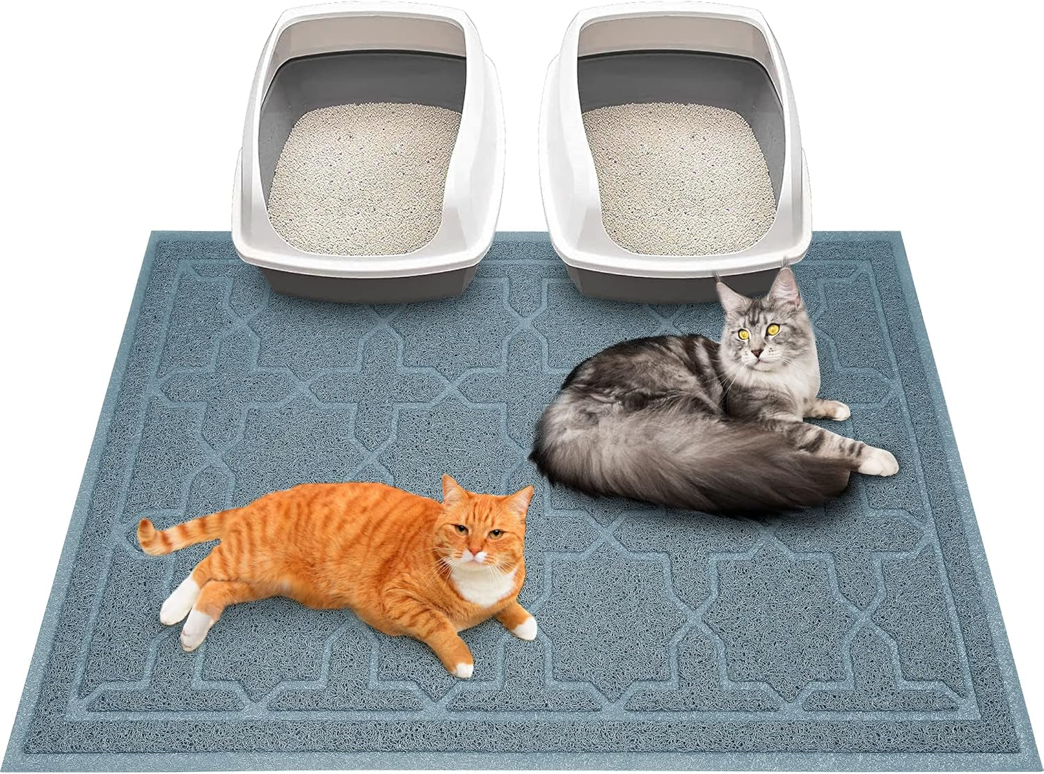 Cat Litter Mat, 35.4"X23.6" Litter Box Mat with Litter Lock Mesh, Soft Cat Litter Mat Litter Trapping Mat, Easy to Clean, Non-Slip, Water Resistant, Litter Free Floors, Dark Grey