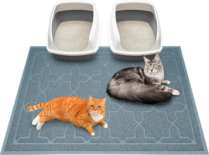 Cat Litter Mat, 35.4"X23.6" Litter Box Mat with Litter Lock Mesh, Soft Cat Litter Mat Litter Trapping Mat, Easy to Clean, Non-Slip, Water Resistant, Litter Free Floors, Dark Grey