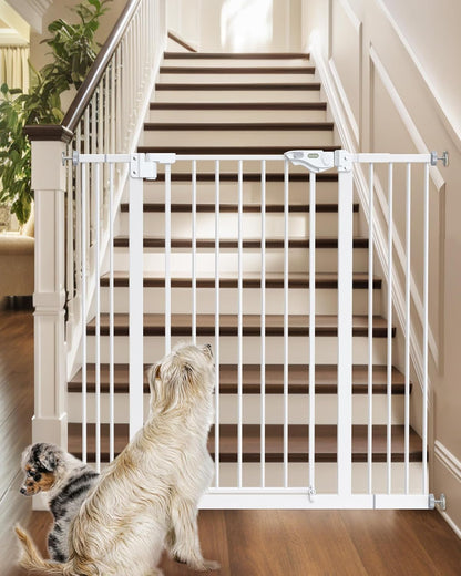 29-39.6" Baby Gate for Stairs, Auto Close Both Sides Dog Gate with One-Hand Opening, 30" Tall Safety Gates for Pets, Hallways, Bedrooms, Wall Pressure Mount No Drill, White