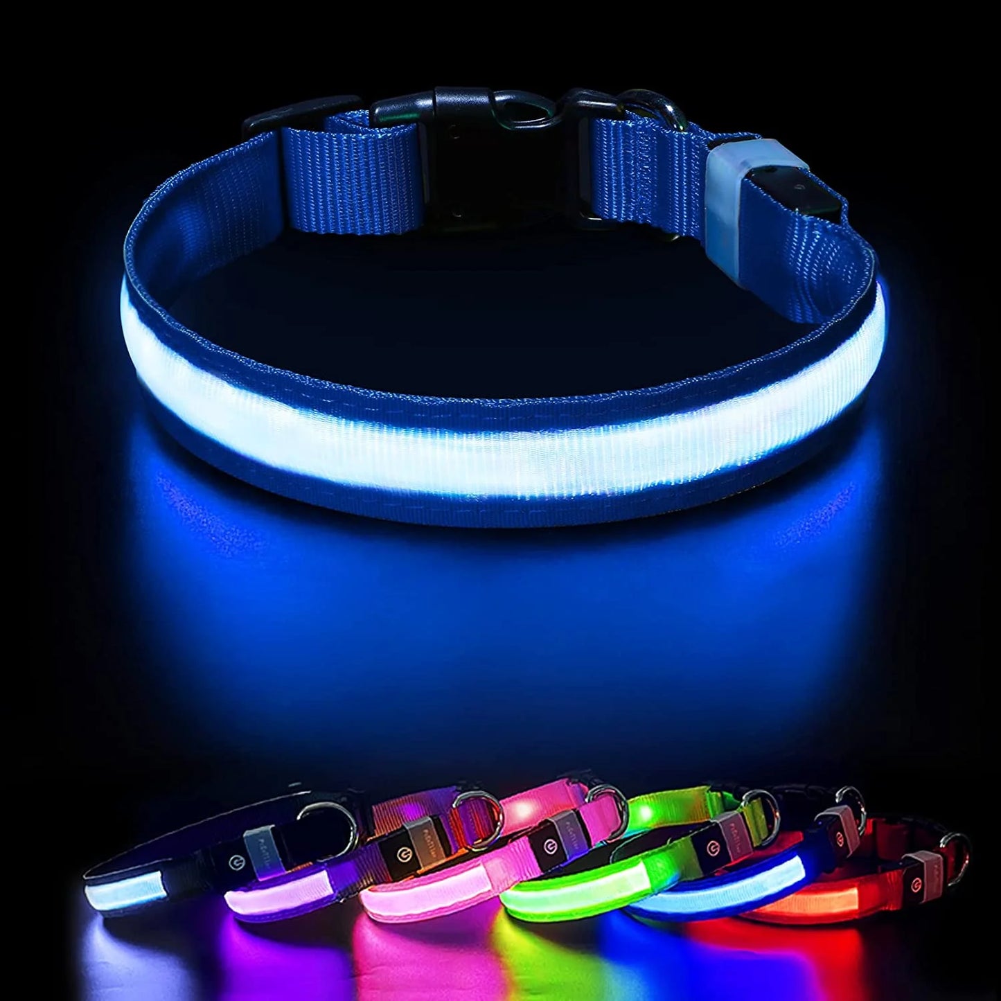 Light up LED Dog Collar, Waterproof Rechargeable for Night Walking RGB Colorful Adjustable Safety Dog Collar for Small Dogs (Purple)