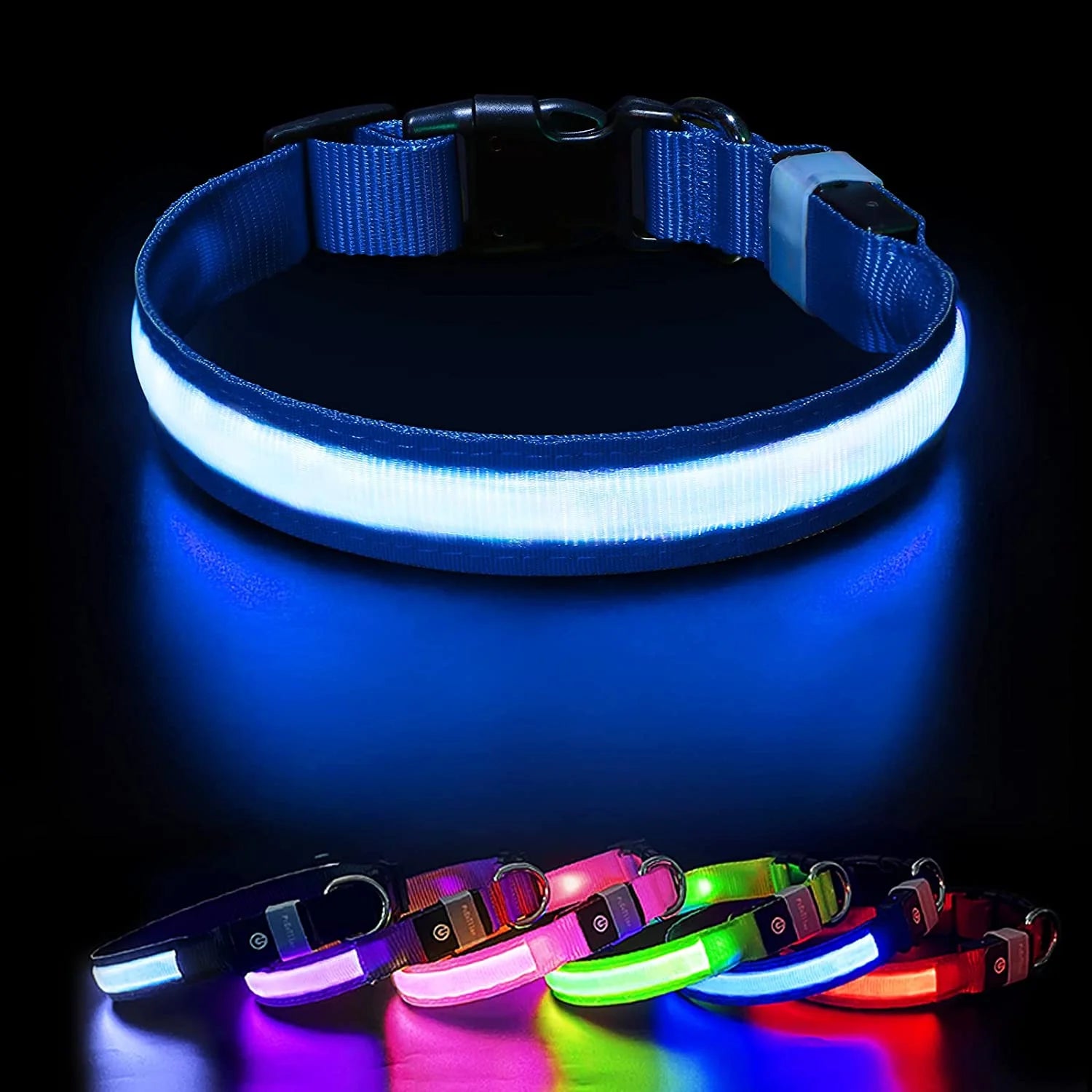 Light up LED Dog Collar, Waterproof Rechargeable for Night Walking RGB Colorful Adjustable Safety Dog Collar for Small Dogs (Purple)