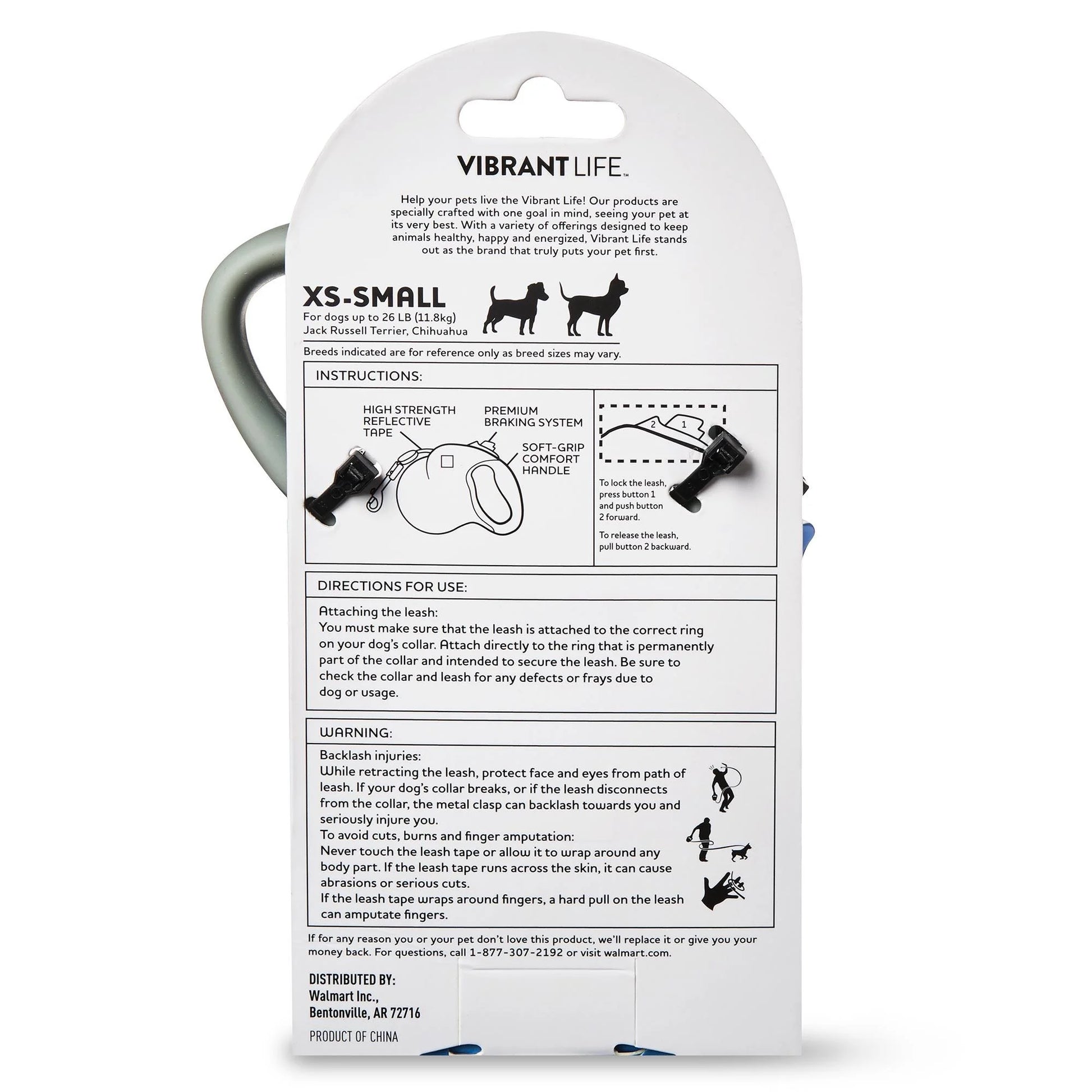 13' Heavy Duty Nylon Reflective Retractable Dog Leash, Black, XS/S - for Dogs up to 26LB