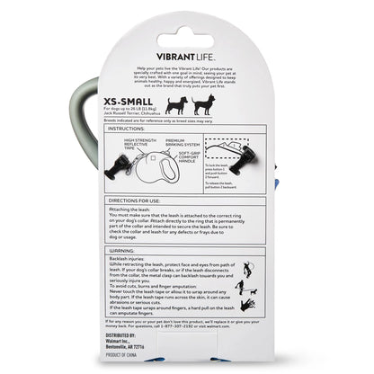 13' Heavy Duty Nylon Reflective Retractable Dog Leash, Black, XS/S - for Dogs up to 26LB