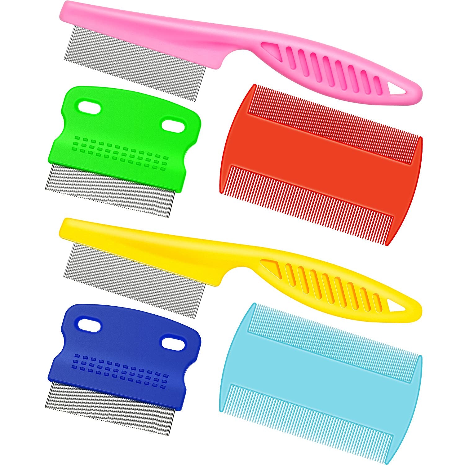 6 Pieces Pet Lice Combs Dog Grooming Flea Cat Tear Stain Comb for Removal Dandruff, Hair Stain, Nit(White, Yellow, Green, Purple, Orange, Dark Blue)
