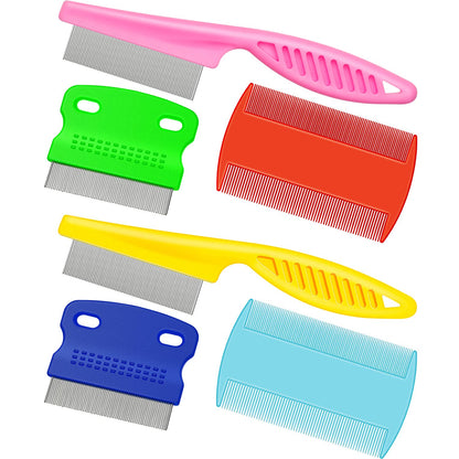 6 Pieces Pet Lice Combs Dog Grooming Flea Cat Tear Stain Comb for Removal Dandruff, Hair Stain, Nit(White, Yellow, Green, Purple, Orange, Dark Blue)