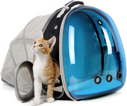 Cat Travel Backpack with Fan, Fit up to 12 Lbs, Space Capsule Astronaut Clear Bubble Window Pet Backpack for Kitten and Small Puppy Green