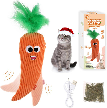 Chirping Bird Cat Toy Set, Interactive Chasing Toy for Indoor Cat, Motion Activated Kitten Play Toys, Squeaky Cats Animal Feather Toy for All Breeds Cats Kicker