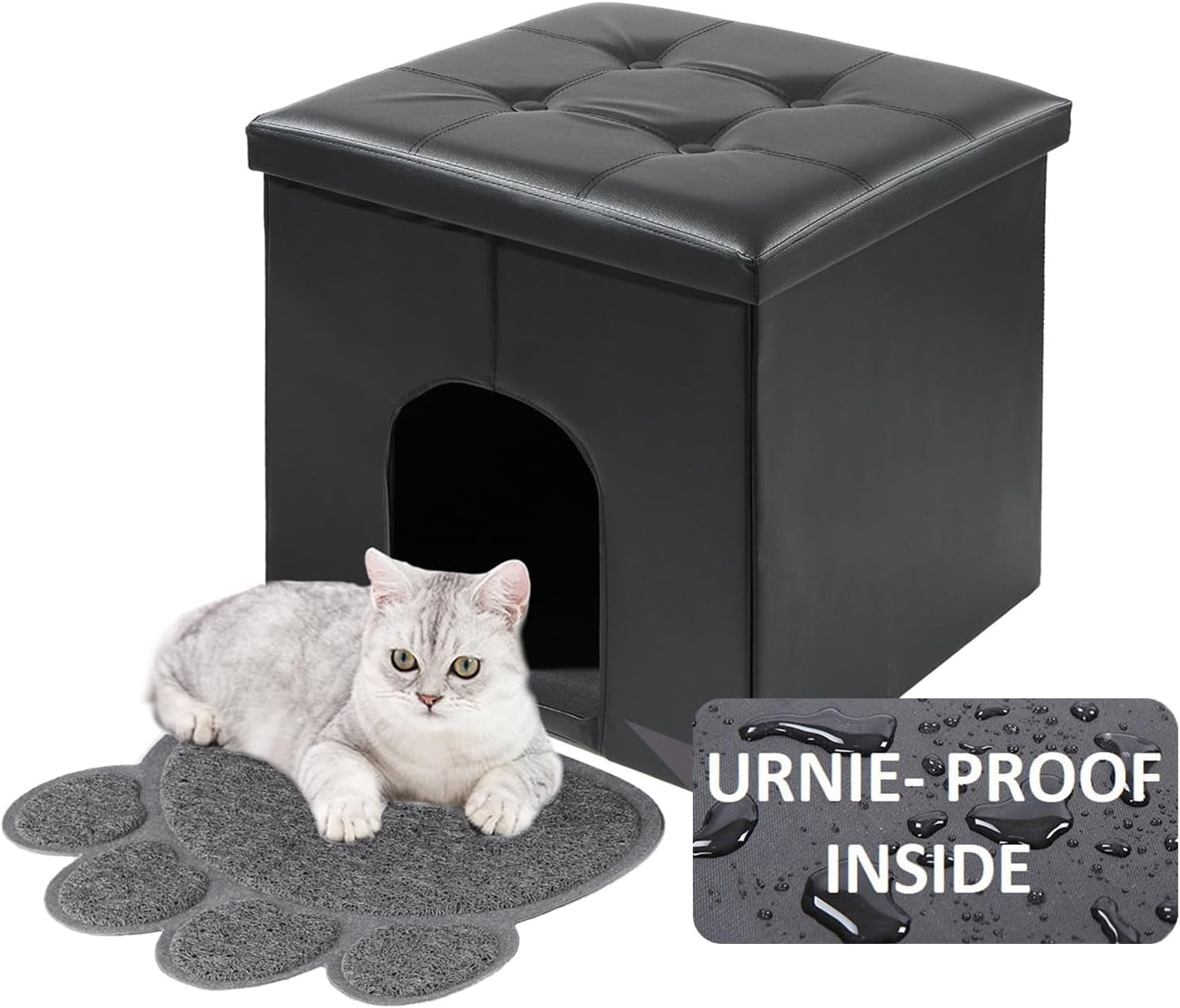 Cat Litter Box Enclosure Furniture Hidden, Cat Washroom Bench Storage Cabinet | Extra Large 35.4'' X 19.7'' X 19.7''| Dog Proof | Waterproof Inside/Easy Clean | Easy Assembly | Odor Control