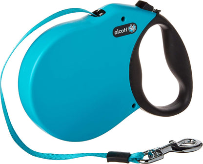 Expedition Retractable Reflective Belt Leash – 24 Feet – Large for Dogs up to 110 Lbs, Blue with Black Soft Grip Handle – Durable & Comfortable Dog Leash