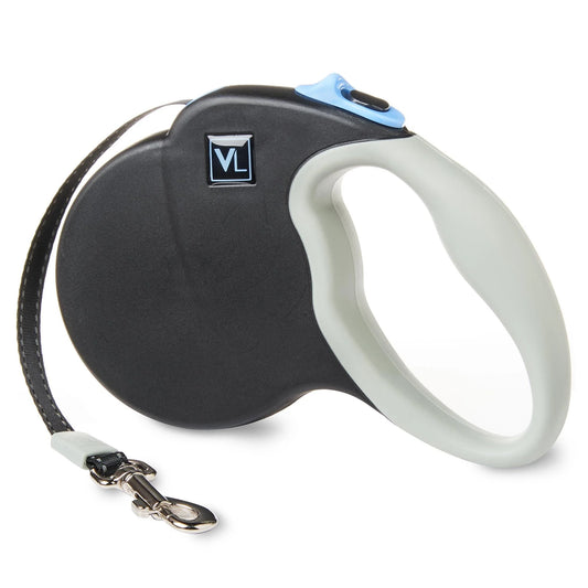 13' Heavy Duty Nylon Reflective Retractable Dog Leash, Black, XS/S - for Dogs up to 26LB