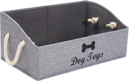 Large Dog Toy Bin Puppy Shallow Toy Baskets Dog Toy Storage Perfect for Living Room Playroom Closet Home Organization - Grey
