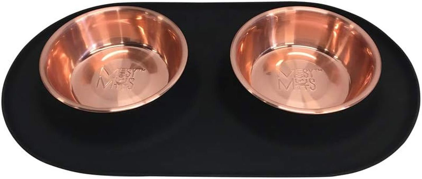 Double Silicone Feeder with Stainless Bowls | Non-Skid Food Dishes for Dogs for All Pets | Dog Food Bowls | Large, 3 Cups per Bowl | Blue