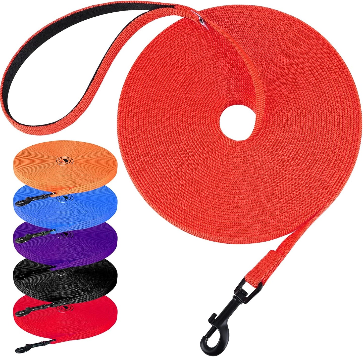 Check Cord Dog Leash Long Lead Training Tracking Line Comfortable Handle Heavy Duty Puppy Rope 10Ft 15Ft 30Ft 50Ft for Small Medium Large Dog Blue