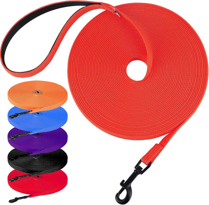 Check Cord Dog Leash Long Lead Training Tracking Line Comfortable Handle Heavy Duty Puppy Rope 10Ft 15Ft 30Ft 50Ft for Small Medium Large Dog Blue