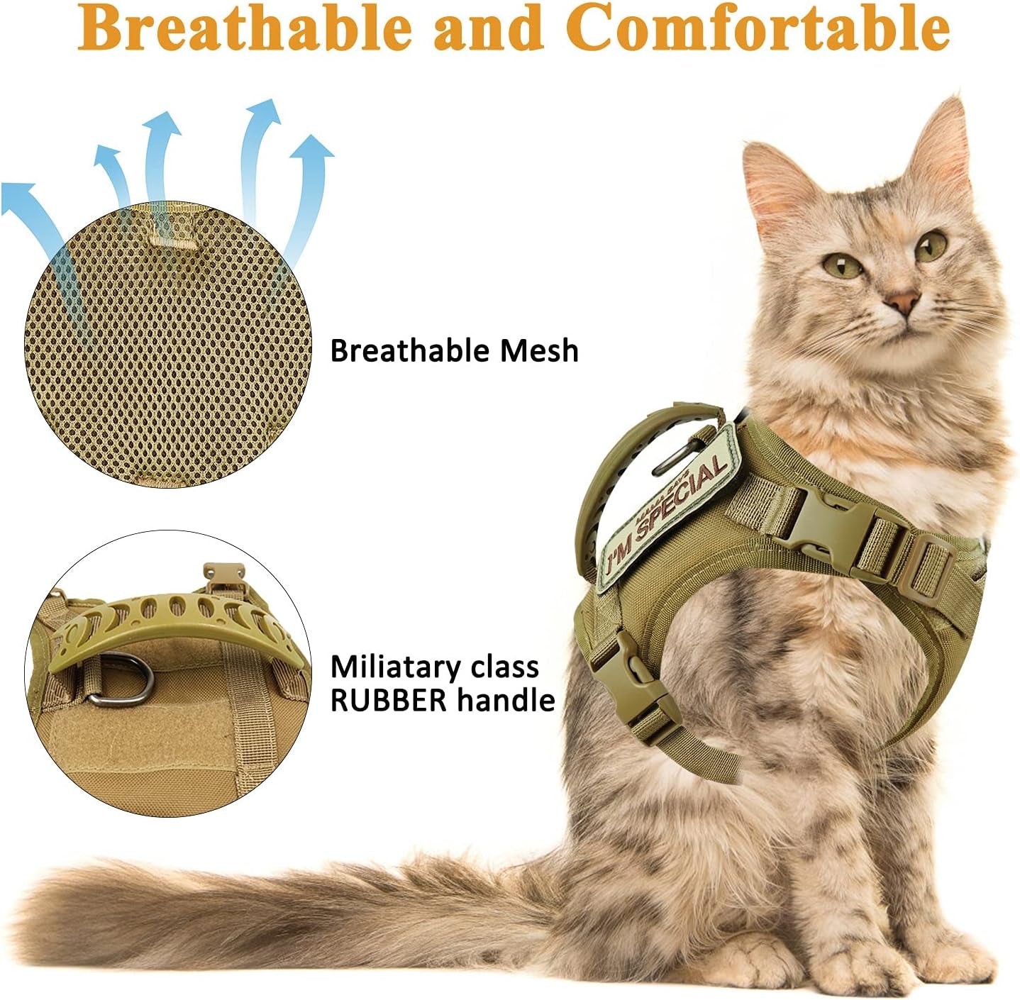 Tactical Cat Vest Adjustable Kitten Harness No Pull Puppy Vest for Walking Outdoor Training with Soft Easy Control Handle Xs XXS