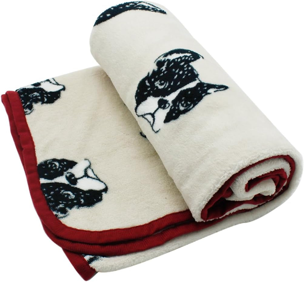 Fluffy Flannel Fleece Pet Dog Bed Throw Blanket Cover for Couch, 29.5 X 39.5 Inches Cute Animals Design Doggy Blankets for Small Medium Puppy Cats (Beige, Bulldog)