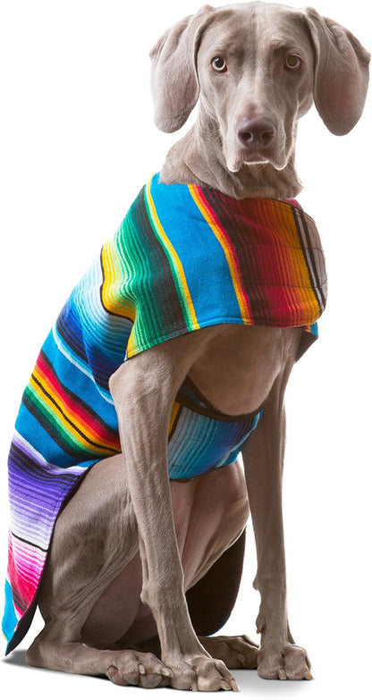 Handmade Dog Poncho from Authentic Mexican Blanket - Dog Clothes – Chihuahua Coat - Costume - Sweater - Vest (Multi Color, XXS)