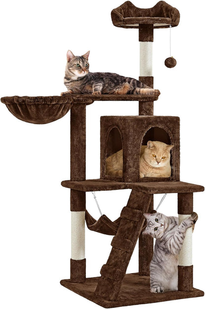 54In Cat Tree Cat Tower as Activity Center, Indoor Cats and Kittens Playing House with Funny Hammock Basket Scratching Post