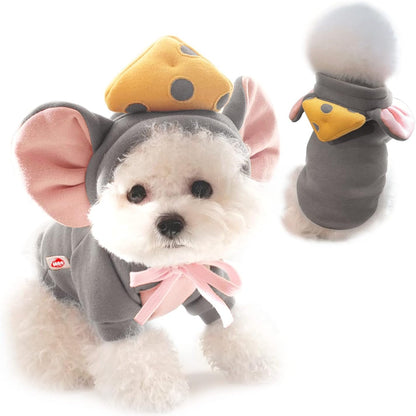Dog Hoodie Basic Sweater Coat Cute - Frog Shape Warm Jacket Pet Cold Weather Clothes Outfit Outerwear for Cats Puppy Small Medium Dogs