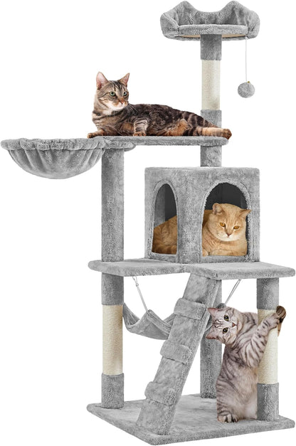 54In Cat Tree Cat Tower as Activity Center, Indoor Cats and Kittens Playing House with Funny Hammock Basket Scratching Post