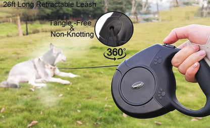 Heavy Duty Retractable Dog Leash 26Ft,Pet Long Walking Leashes Leads for Small Medium Large Dogs Doggie up to 110Lbs (Black)