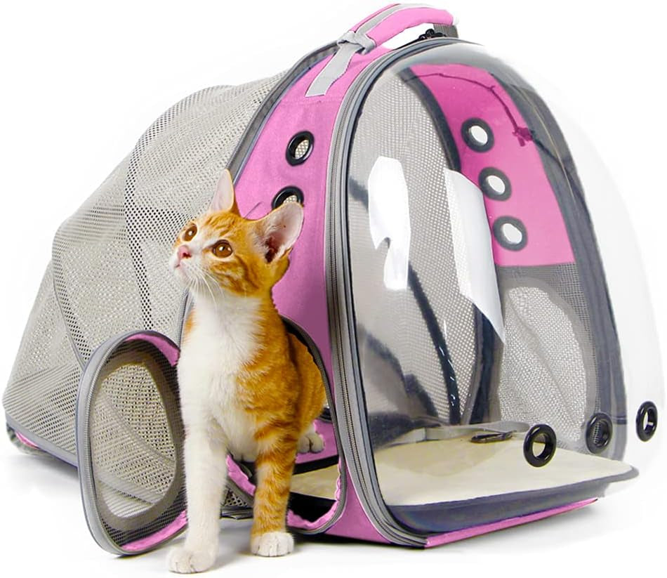 Cat Travel Backpack with Fan, Fit up to 12 Lbs, Space Capsule Astronaut Clear Bubble Window Pet Backpack for Kitten and Small Puppy Green
