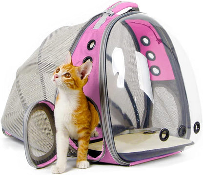 Cat Travel Backpack with Fan, Fit up to 12 Lbs, Space Capsule Astronaut Clear Bubble Window Pet Backpack for Kitten and Small Puppy Green