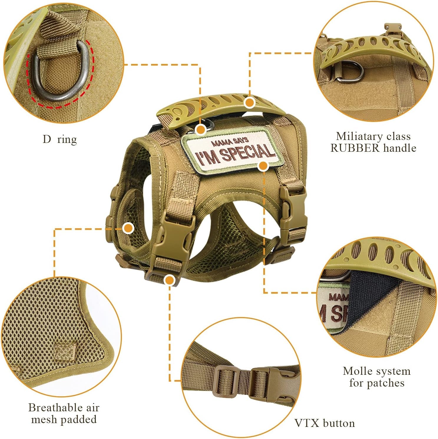 Tactical Cat Vest Adjustable Kitten Harness No Pull Puppy Vest for Walking Outdoor Training with Soft Easy Control Handle Xs XXS