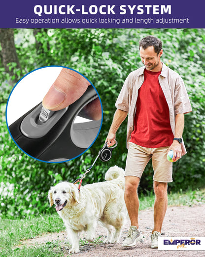16 Ft Retractable Dog Leash Large Dogs - up to 110Lbs, Large Dog Leash Heavy Duty Dog Leash Retractable 16 Ft - Gray - GY16-50
